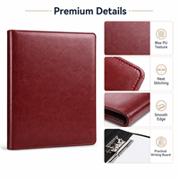 Portafolio de Negocios de Cuero A4 de Entrega Rápida, Carpeta de Tapa Dura Multicolor con Clip de Encuadernación en Stock para Reuniones de Oficina
