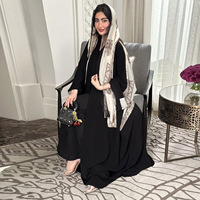Abaya Kimono Modeste Ouverte pour Femmes Musulmanes, Imprimée avec Dentelle, Manches Longues, Grande Taille, Robe Longue Ample, Cardigan