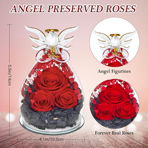 Figuras de Ángeles Personalizadas al por Mayor, Cúpula de Cristal con Rosa Preservada Real, Regalo <span class=keywords><strong>para</strong></span> <span class=keywords><strong>el</strong></span> Día de San Valentín o <span class=keywords><strong>el</strong></span> Día de la Madre, Hecho a Mano, Eterno - Product Image 3