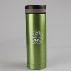 Green Stainless Steel Vacuum Tumbler With Lid Thermal Insulation Travel Mug Round Minimalist Design - Product Image 1