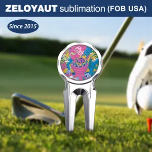 ZELOYAUT venta al por mayor logotipo personalizado divertido latón Metal esmalte magnético sublimación en blanco Golf Divot marcador de bola