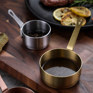 Stainless Steel Sauce <b>Cup</b> With Handle Round Solid Color For Steak Salad Serving Dish - Product Image 1