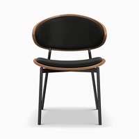 Chaise de salle à manger moderne à dossier incurvé avec dossier en métal, assise souple, pieds en acier - Meubles de salle à manger écologiques et durables