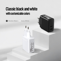 Chargeur mural ultra-fin Shenzhen Lvxiangyuan 65W double USB-C PD 3.0, prise EU/US, certifié UL CE FCC, charge rapide pour iPhone et ordinateur portable