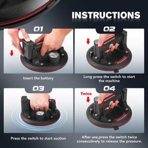 8-Zoll Hochleistungs-Industrie-Lithiumbatterie-Glas-Saugnapf Vakuum-Fliesenheber mit Manometer Fensterheber Hebewerkzeuge - Product Image 5
