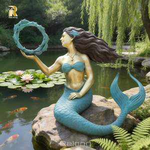 Escultura de Sirena de Bronce Fundido Personalizada RELONG, Tamaño Real para Decoración de Jardín Exterior - Product Image 6