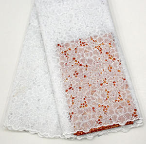 Tissu africain traditionnel ASO EBI pour fête de mariage, Orange chaud, Double Organza coupé à la main, paillettes, vente en gros - Product Image 6