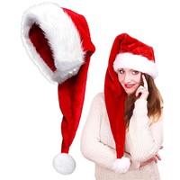 Gorro Navideño Extra Largo de Felpa de Poliéster, Estilo Europeo, Decorativo para Fiestas, Accesorio de Regalo