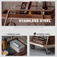 Table d'appoint mobile moderne en noyer avec roulettes pour salon, chariot de service, table basse en noyer, table basse avec rangement