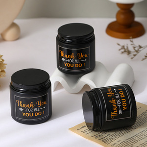 Jars à bougies parfumées en verre noir mat de luxe, petits, 4 oz, avec couvercles, bougies parfumées pour la décoration de table à la maison - Product Image 3