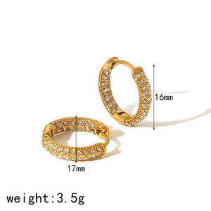 ต่างหูเพชร ทอง 18K ไทเทเนียมสตีล ดีไซน์ทรงห่วง ทรงกลมเจียระไนแบบบริลเลียนท์ สำหรับใส่ทุกวัน - Product Image 3