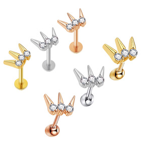 Labret Bioplastic Lip Labret Prong Piercing Setting Zircon Tragus Cartilage Flexible Bioplastic Labret Monroe Lip Ring Piercing Jewelry 16G