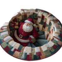3D-Gedruckter Kristallvelours Runder Weihnachtsteppich Wohnzimmer Sofa Festliche Atmosphäre Dekoration Unterstützt Individualisierung