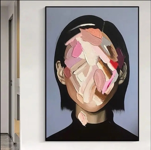 Dipinto a Olio su Tela 100% Fatto a Mano, Ritratto Astratto di Volto Femminile, Arte Murale - Product Image 2