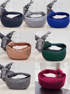 Bolso Jodie de cristal brillante de cuero genuino para mujer a la moda con nudo, bolsos Hobo para mujer, bolso de mano, monedero nuevo, monedero de noche - Product Image 6