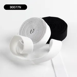 Прямая продажа с фабрики, вязаная эластичная лента, белая и черная плоская тканая полиэфирная эластичная лента для одежды