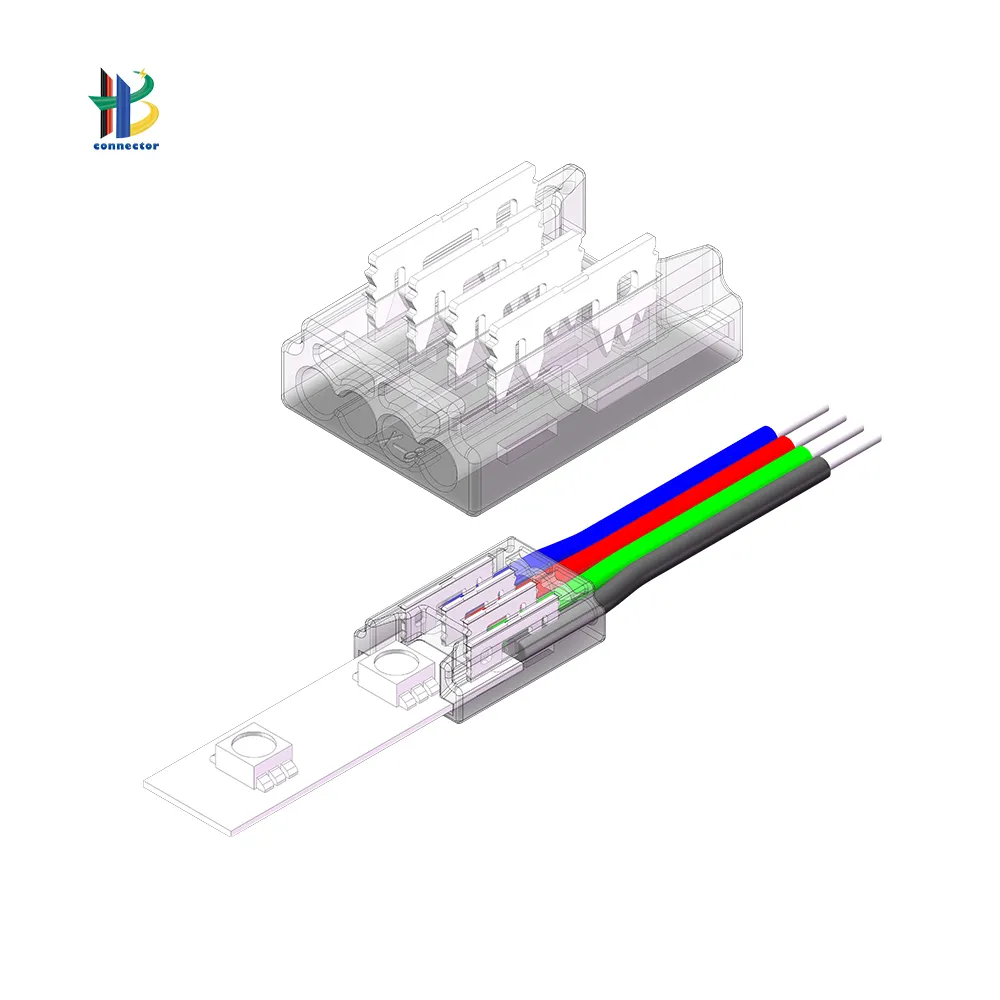 Solderless SMD 5050 konektor Strip LED RGB konektor strip led 8mm 4 pin untuk instalasi lampu kabinet anggur