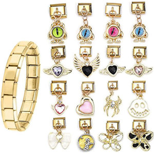 Fashion Charm <b>Bracelet</b> Set Gold Plated <b>Copper</b> Alloy With Heart Zircon Charms Unisex Jewelry Gift Accessory - Product Image 1