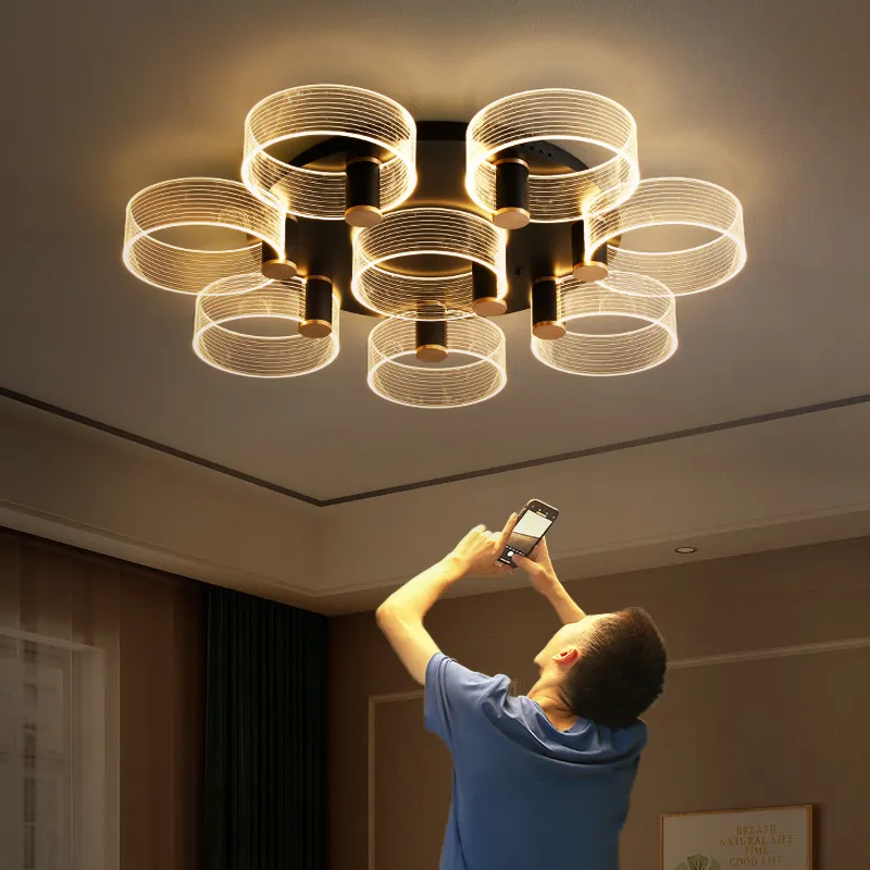 Yeni stil oturma odası lamba modern aydınlatma aile yatak odası led kısılabilir tavan lambası
