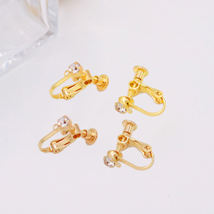 Clip-on <b>Earrings</b> Screw Back 4mm Crystal Inlay Gold Silver Plated DIY Jewelry Accessories For Everyday Wear - Product Image 3