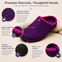Chaussons en feutre confortables et durables pour hommes, légers, antidérapants, semelle en latex, bout rond doux, chaussures d'intérieur pour l'hiver, détente à la maison