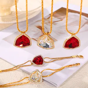 BJG0098S Zircon Necklace And Bracelet Set Stainless Steel Jewelry Set Fashion Jewelry Jewelry Sets