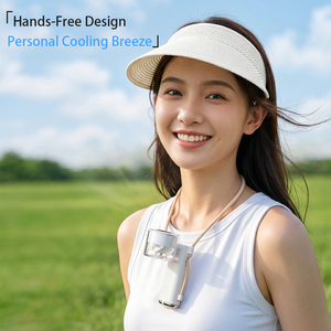 Wholesale Digital Display Handheld Fan 3600mAh Rechargeable Wearable Mini Cooling Fan with Lanyard for Outdoor Travel - Product Image 6