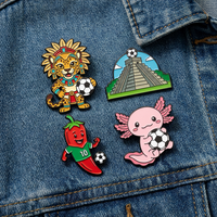Broches en émail métallique personnalisées sur le thème de l'Amérique, du Canada et du Mexique, pour vêtements, football, sports, vente en gros, badges de revers mignons de dessins animés pour chapeaux