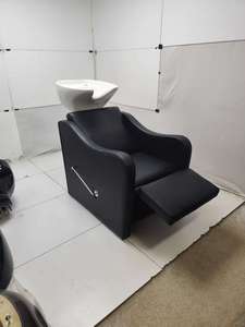 Fauteuil de lavage moderne en céramique et similicuir PU avec repose-pieds réglable et éponge haute densité pour salon de coiffure et institut de beauté - Product Image 4