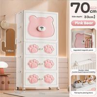 Armoire de rangement pliable pour bébé à 4 niveaux en plastique avec tiroirs, motif ours bleu, organisateur de vêtements pour enfants, pour chambre d'enfant