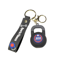 Porte-clés Kettlebell en métal de simulation, motif dessin animé, équipement sportif, cadeau promotionnel fitness, breloque pour clé de voiture, pour hommes et femmes, vente en gros, pour sac
