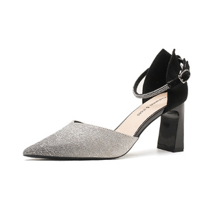 Escarpins à bout pointu avec bride à la cheville et strass, chaussures D'Orsay à talon haut pour femme, tendance mode - Product Image 5