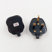Prise de courant britannique 13A 250V, noire, 3 broches, certifiée BS1363 SASO
