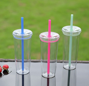 Bicchiere d'acqua di lusso in Tritan 2026 con coperchio a cannuccia, all'ingrosso, personalizzabile con logo, bicchiere trasparente in plastica, sottile, riutilizzabile, per caffè Jui - Product Image 4
