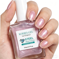 Traitement fortifiant et durcissant pour ongles endommagés à l'arbre à thé, marque privée, traitement de croissance à la kératine, vernis rose scintillant, durée 2 ans