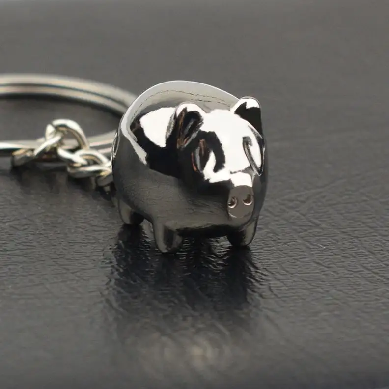 Llavero 3D de Metal Personalizado con Forma de Cerdo Kawaii, Llaveros de Animales con Colgante de Llavero DE LA Suerte del Zodiaco Chino, Regalos Bonitos