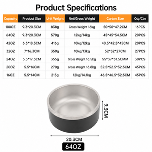Double Wall SS Dog Bowl Anti-slip Non-tip Pet Feeding Bowl <b>Bite</b>-proof Metal Food Water Dish for Indoor Outdoor Travel - Product Image 6