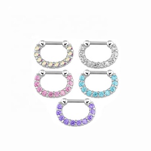 Hint tarzı yarım daire burun Septum yüzük vücut Piercing takı menteşeli Segment <span class=keywords><strong>D</strong></span> şekli zirkon burun halkası - Product Image 2