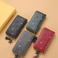 Dompet Panjang Wanita Baru Pola Hati Dompet Clutch Kapasitas Besar Tempat Kartu Kulit Pelajar