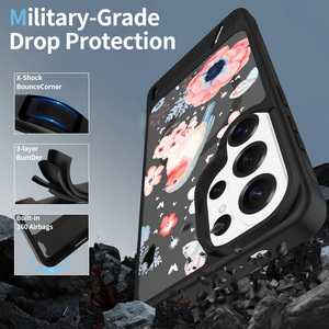 Étui de luxe pour Samsung S26 <span class=keywords><strong>Ultra</strong></span> avec support à bande, finition mate effet peau, étui magnétique pour téléphone portable avec motif personnalisé sur la coque arrière - Product Image 2