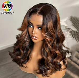 Perruques frontales en dentelle HD 13*6 sans colle, cheveux humains vietnamiens ondulés profonds brun ombré pour femmes, <span class=keywords><strong>blond</strong></span> cendré 13*4 lisses comme des baguettes - Product Image 3
