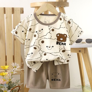 Conjunto de Camiseta de Manga Corta y Pantalones Cortos de Algodón Puro para Niños, Unisex, Verano, Estampado de Dibujos Animados, Ropa para Bebés, Venta al Por Mayor - Product Image 6