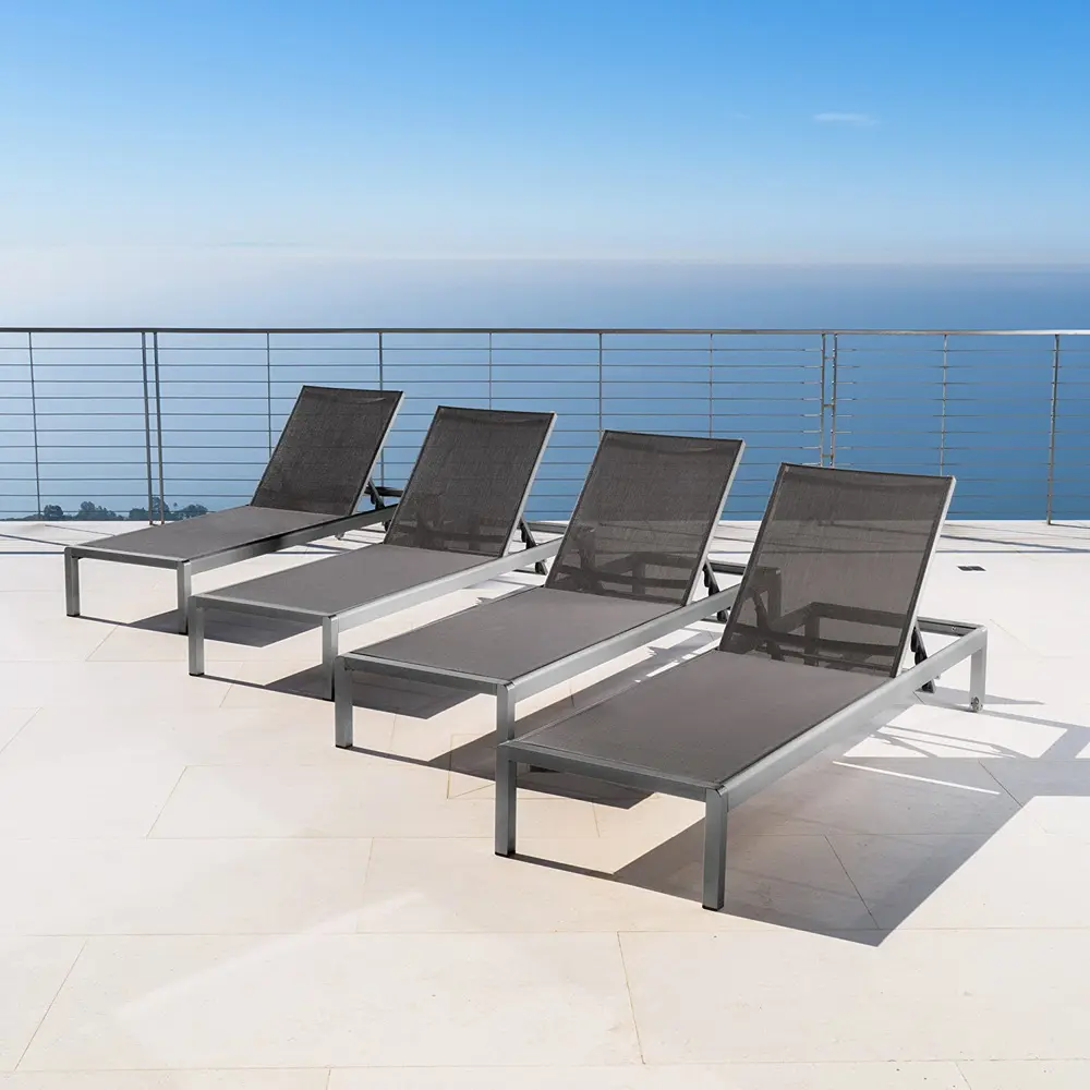 Mejor venta de sol junto a la piscina Chaise plegable tumbona resistente al aire libre Hotel Resort Villa de aluminio muebles de salón Silla de playa