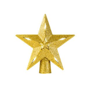 Décoration de Noël en forme d'étoile à cinq branches, dorée et scintillante, pour décorer le sapin de Noël, lumière LED 5V, durée de vie 10 ans - Product Image 1