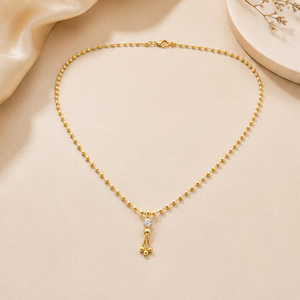Gold Tone Pendant Dokiyu <b>Necklaces</b> with Elegant Beaded Chain Minimalist Traditional Modern Jewelry Women Daily Wear Wedding 22K - Product Image 2