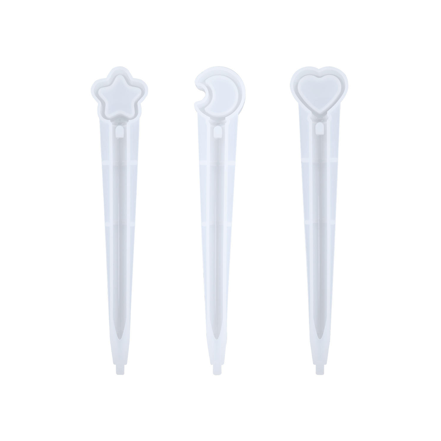 Molde de estrella blanca de cinco puntas, corazón y luna.