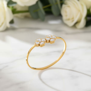 Bracciale in Acciaio Inossidabile con Due Fiori di Diamanti, Gioiello da Donna, Accessorio di Moda - Product Image 2