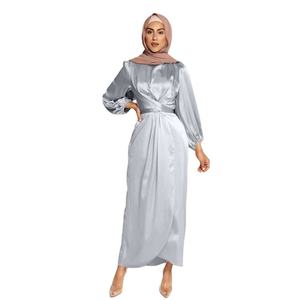 Abaya musulmane en satin, robe maxi <span class=keywords><strong>sexy</strong></span>, vêtements, OEM/ODM, unie, Dubaï, islamique, soie, Arabie saoudite, Turquie, Égypte, prière, ouverte, pour femmes - Product Image 2
