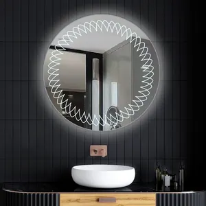 Specchio da parete per bagno illuminato con luce Smart retroilluminata, grande Touch Screen rotondo,