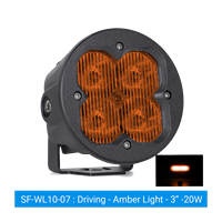Projecteur de travail LED 20W, rond de 3 pouces, pour conduite tout-terrain, antibrouillard, blanc, jaune, ambre, IP67, 9-36V DC, 12V, 24V, camion, SUV, 4x4, ATV